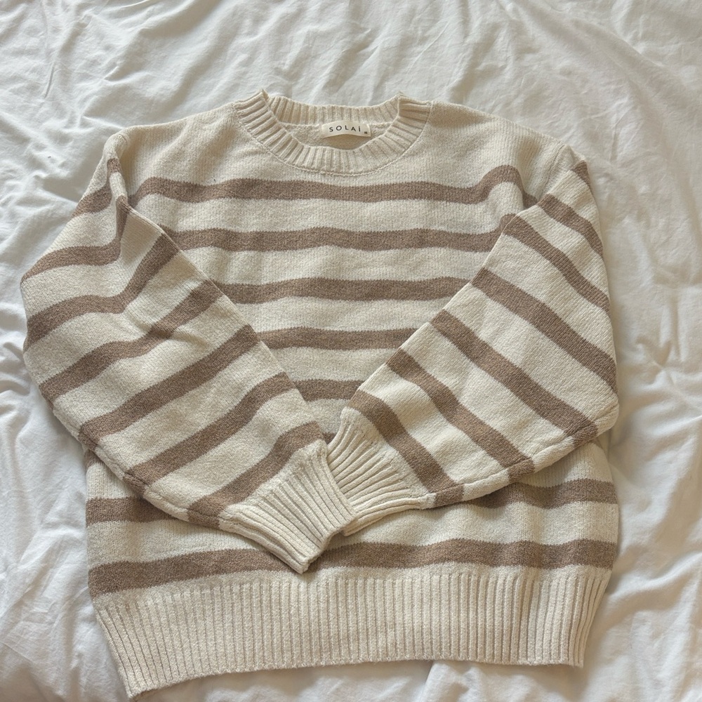 Striped Cream and Brown Women's Sweater